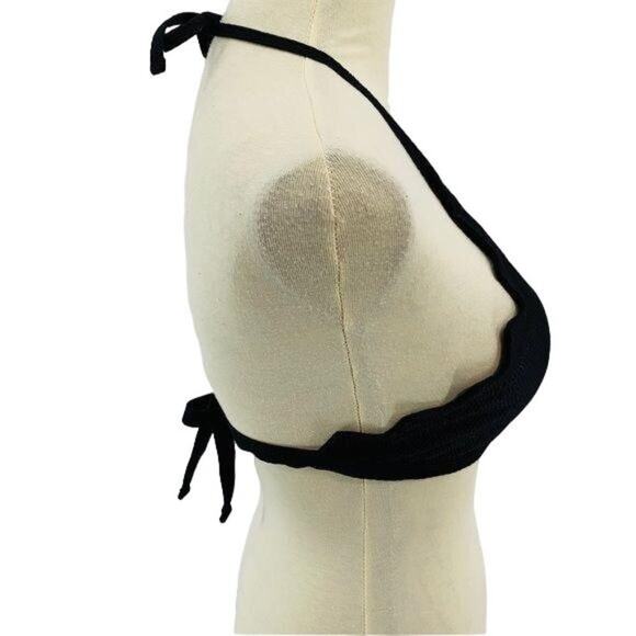 Cupshe Textured Black Halter Top Lettuce Edges Womens Medium - Picture 3 of 7